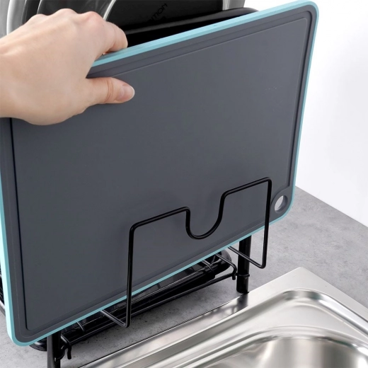 Cutting board holder and cutlery basket