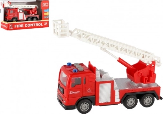 Friction-powered fire truck with lights and sounds