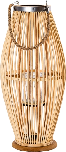 Houten tuinlantaarn 38 cm voor het terras met kaarshouder - 1 stuk