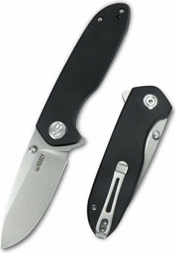 Kubey Belus KU342A couteau de poche noir 7,5 cm avec manche G10 et clip