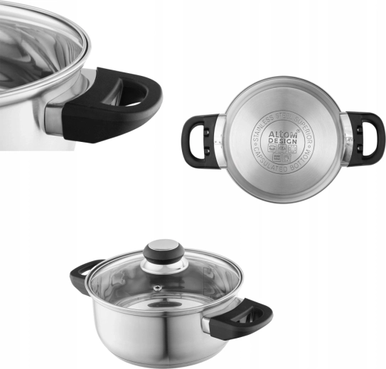 Altom Design Emilio stainless steel pot 1.9 l with lid, 18 cm
