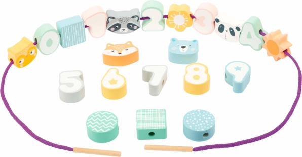 Rijgkralen van hout in pasteltinten SMALL FOOT