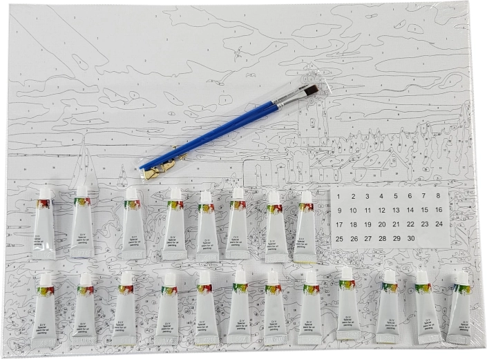 Schilderen op nummer – toekan 40 × 50 cm met opgespannen doek en set acrylverf