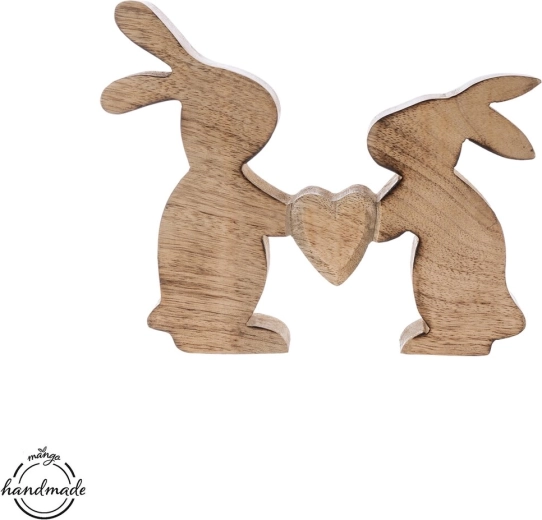 Houten decoratie: konijntjes met hart