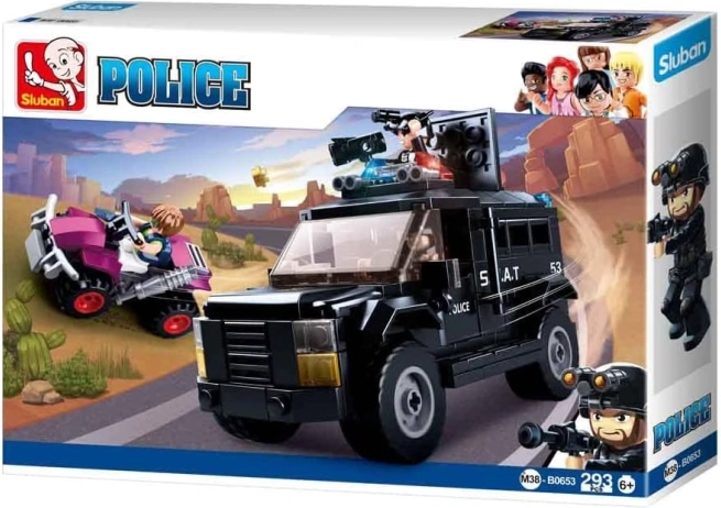 Sluban Police SWAT vehicle with quad bike and minifigures