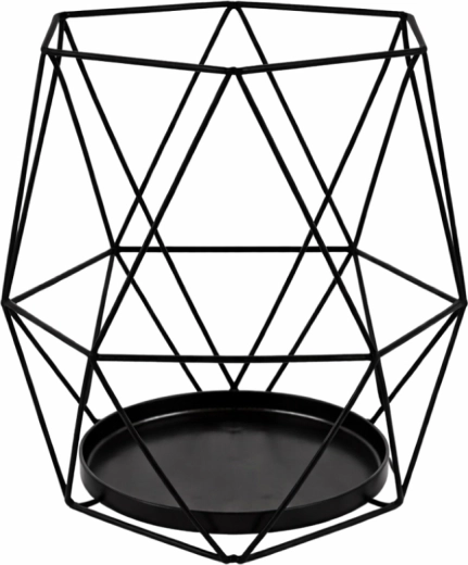 Metal geometric candle lantern, black, 15 × 15 × 18 cm