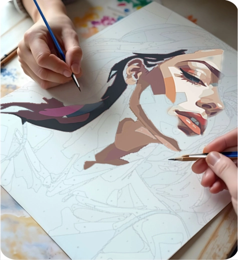 Easy painting thanks to numbers and underpainting