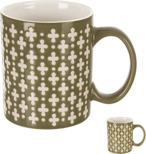 Tasse en céramique à motif de croix 350 ml verte