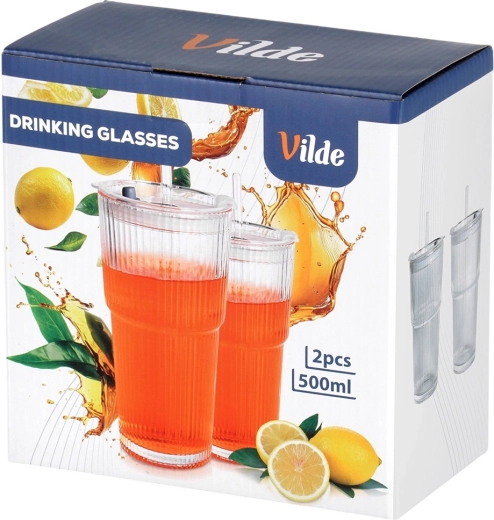 Stijlvol geribbeld glas en inhoud van 500 ml