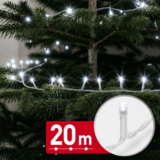 Guirlande lumineuse LED à lumière blanche froide, 20 m, 400 LED