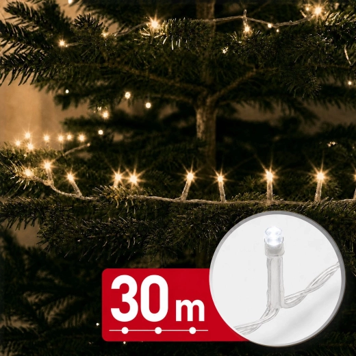 Guirlande lumineuse LED de 30 m avec 600 LED, blanc chaud