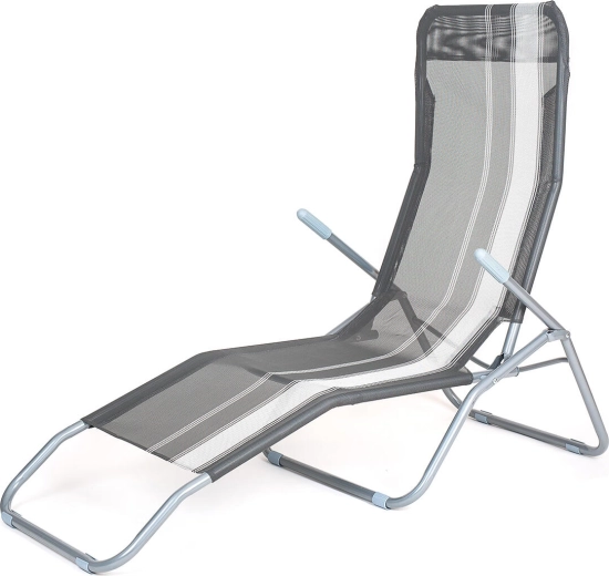 Klappbares Gartenliege anthrazit mit Streifen 142 × 60 × 96 cm, Tragfähigkeit 100 kg