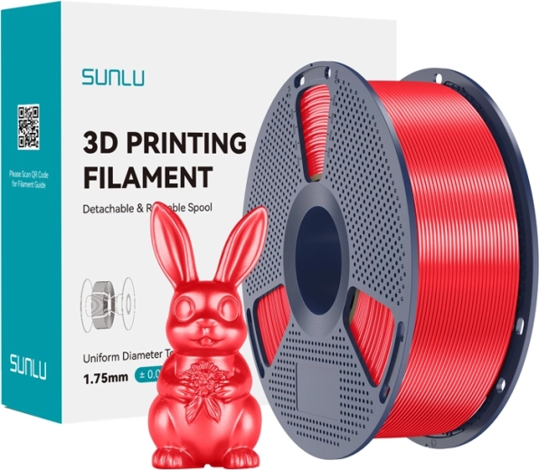 Sunlu PLA+ Silk filament pro 3D-printen, rood