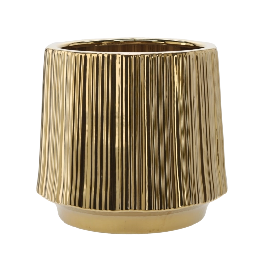 Cache-pot en céramique 44 × 44 × 40 cm doré à rayures
