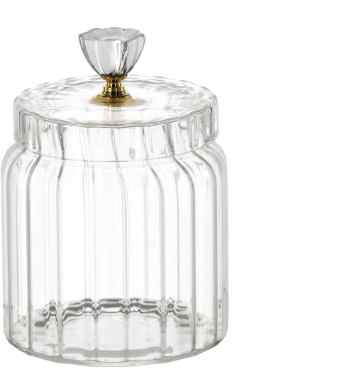 Decoratieve glazen pot met ribbelstructuur 800 ml