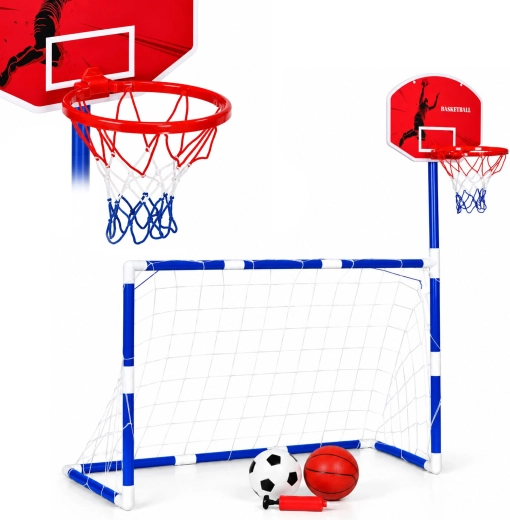 Ensemble sportif pour enfants 2 en 1 avec but de football et panier de basket-ball