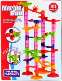 Plastic Marble Run for Kids, 80 Pieces