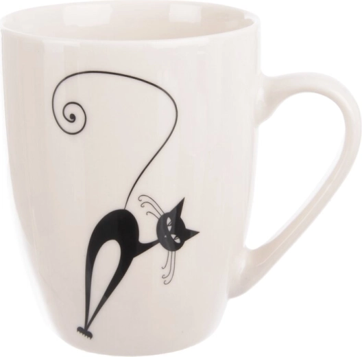 Porcelain mug with a black-and-white cat motif 370 ml