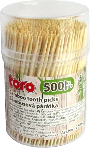Cure-dents en bambou avec distributeur – 500 pièces