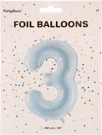 Ballon en aluminium chiffre 3 bleu 86 cm
