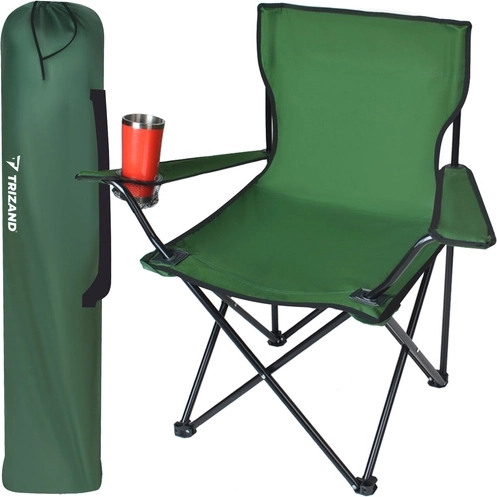 Chaise pliante de pêche avec porte-gobelet et housse TRIZAND, vert