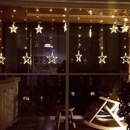 Lichtervorhang mit Sternen, 2 m, 120 LED – 1 Stück