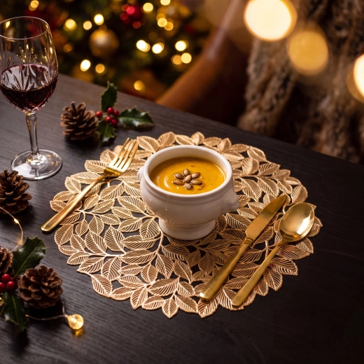 Gouden ronde placemat met metallic effect, 38 cm