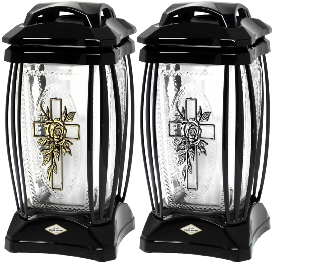 Graflicht Walerina met kruis en rozen, 27 cm, 40 uur - 1 stuk