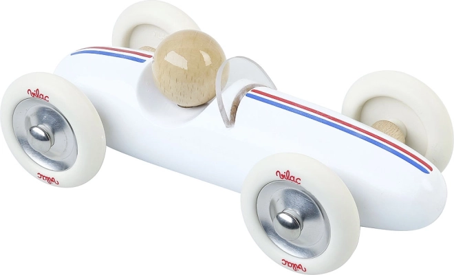 Vilac wooden car Grand Prix vintage white