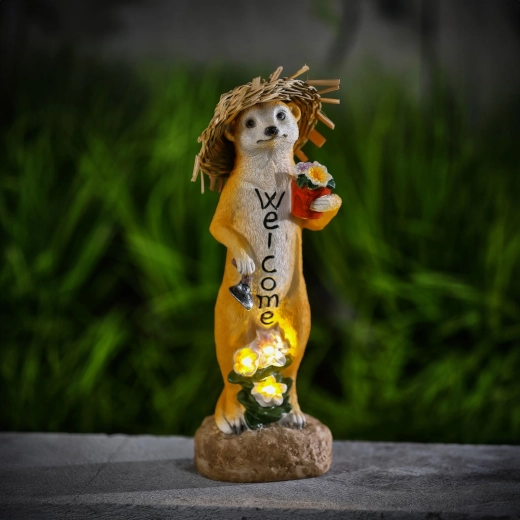 Zonnale­d ledfiguur stokstaartje Welcome 30 cm