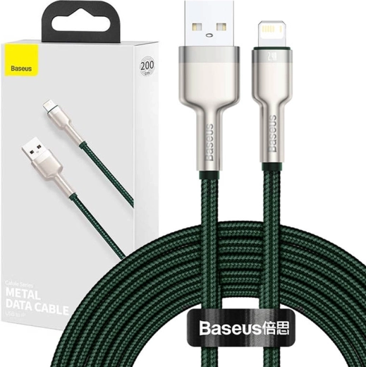 USB-Kabel für Lightning Baseus Cafule 2,4A 2m grün