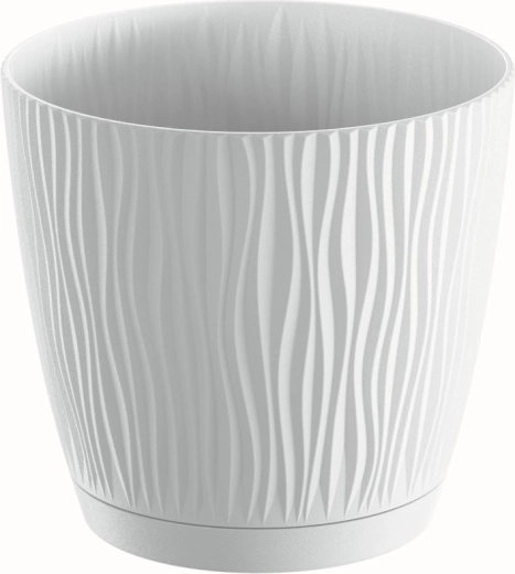 Pot de fleurs Sandy P avec soucoupe, blanc, 12,9 cm