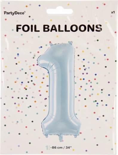 Folieballon cijfer 1 blauw 86 cm