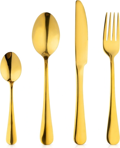 Goldenes Besteckset Vilde aus Edelstahl für 4 Personen, 16-teilig