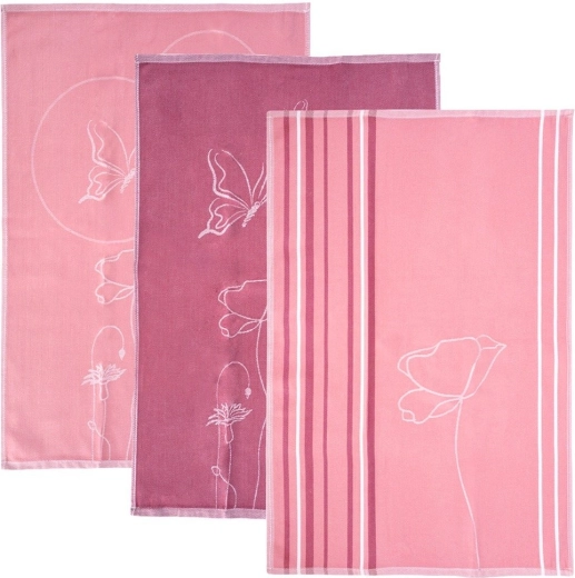 Katoenen keukenhanddoeken Maki roze 70 × 50 cm - 3 stuks