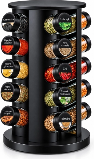 Renew Force Rotating Spice Rack with 20 Glass Jars
