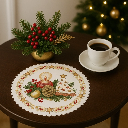 Round Christmas paper placemat napkins 36 cm (6 pcs)