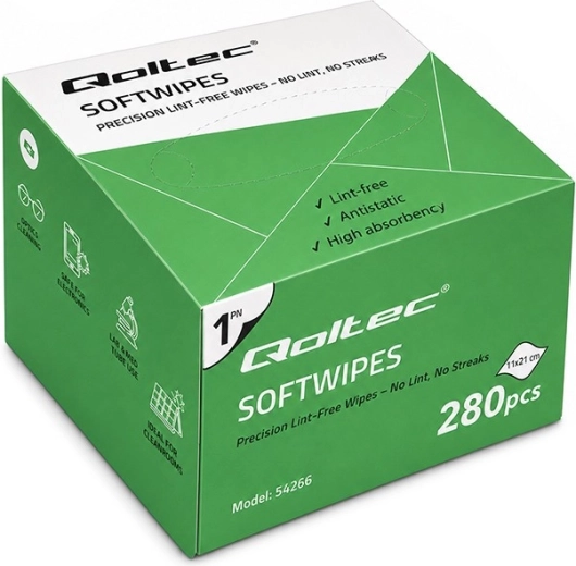 Qoltec pluisvrije doekjes voor optische vezels 280 stuks