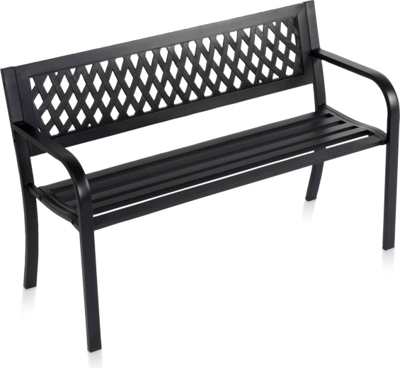 Vilde schwarze Gartenbank aus Metall 119 × 45 × 76 cm