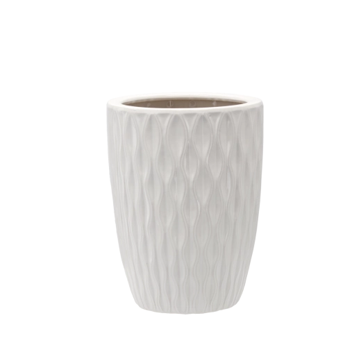 Ceramic flower pot cover white gloss 24.5 × 24.5 × 33 cm