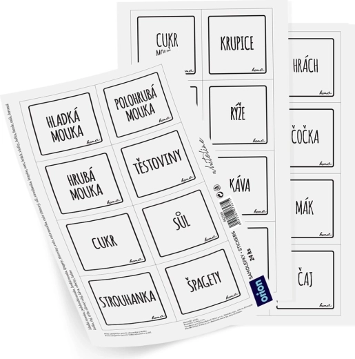 Whiteline Jar Stickers, Square, 24 pcs (CZ)