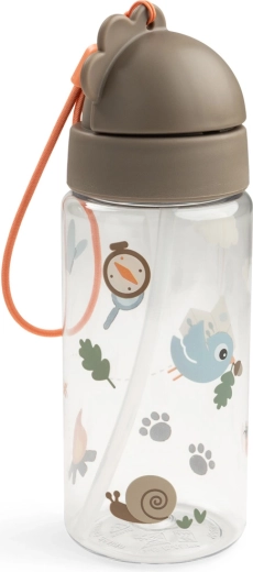 Biberon Done by Deer avec paille Tiny trails, coloris sable, 350 ml
