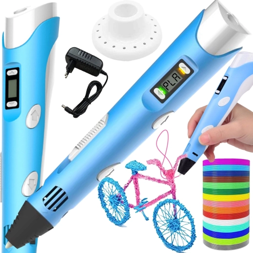 Blauer 3D-Stift mit LCD-Display und 300 m Filament