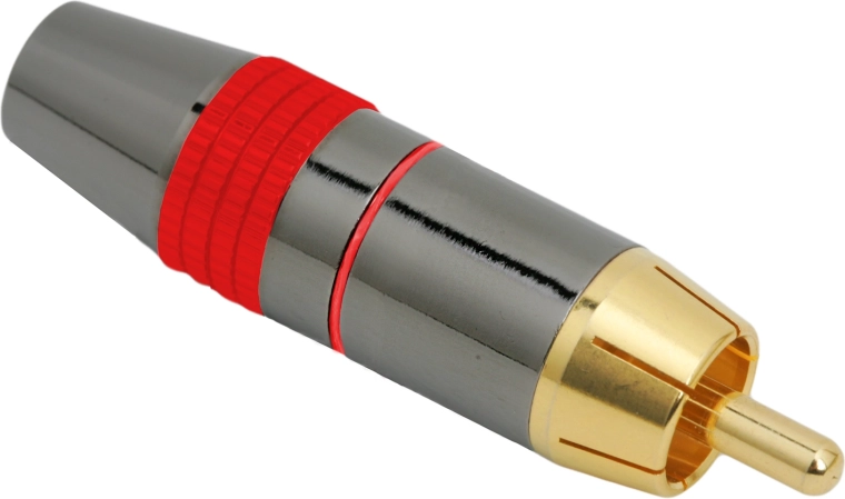 Vergulde RCA-connector met zilverkleurige markeringsring
