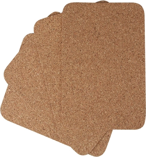 Set van 4 rechthoekige kurken placemats 25 × 35 cm