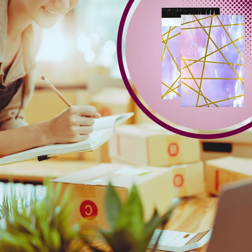 Stylish purple–gold design