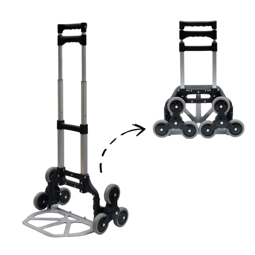 Diable pliable en aluminium pour escaliers, à six roues, capacité de charge de 35/70 kg