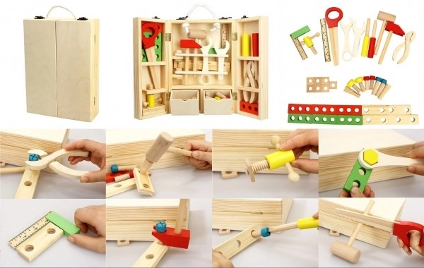 Holzwerkzeug für Kinder im Koffer - 30 Stück