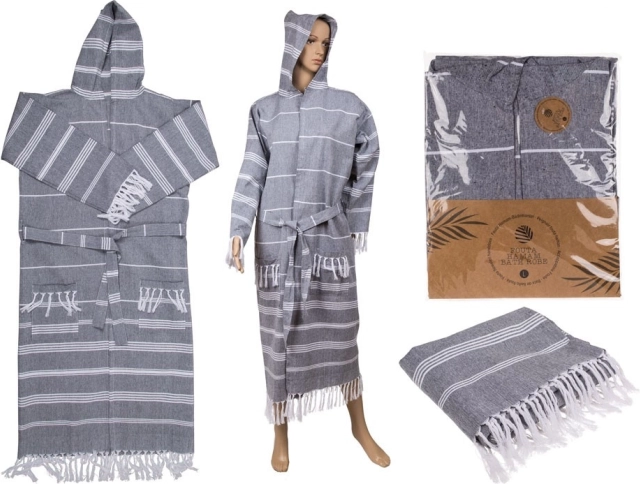 Peignoir de bain Hammam gris taille L