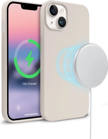 Coque magnétique pour iPhone 14/13 MagSafe couleur beige pierre